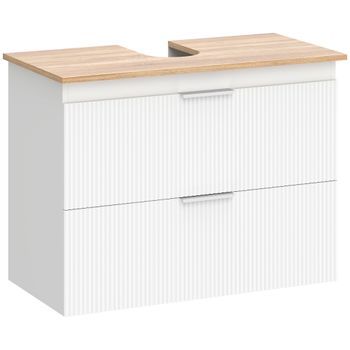 Mueble Bajo Lavabo De 80 Cm, Mdf Con 2 Cajones, 80 × 40 × 60 Cm – Blanco Y Madera