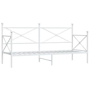 Cama Individual | Cama Para Adultos | Sofá Cama Sin Colchón Cuero Sintético Blanco 90x200 Cm Acero