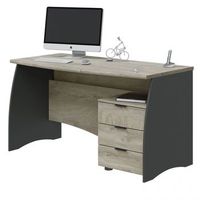 mesa de escritorio con 3 cajones 136x67 cm stil buc roble alaska - gris antracita 136 x 74 x 67 cm