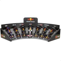 burago - set 7 coches f1 red bull racing escala 143 con expositor de plastico replicas metalicas die-cast con acabados fieles ruedas funcionales producto licencia oficial ideal para ninos y