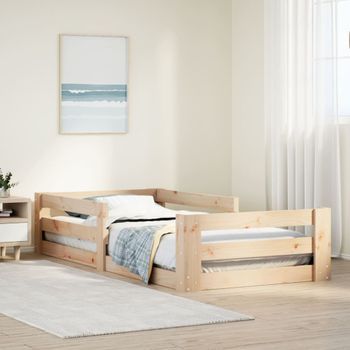 Cama Individual | Cama De Adulto | Estructura De Cama Sin Colchón Madera Maciza De Pino 90x200 Cm Cfw340203