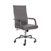 silla de oficina giratoria regulable en simil cuero gris