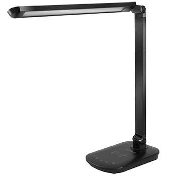 Aigostar Lámpara de Escritorio LED, Flexo LED Control Táctil 8W con Cargador Inalámbrica y USB porto, Lampara LED con 5 Niveles de Brillo y 2 Modos de Iluminación, Luz Blanca a Cálida (2700K-6500K)