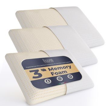 Set De 3 Almohadas De Espuma Viscoelástica 40 X 70 Cm | Altura 11 Cm | Almohadas Cervicales Hipoalergénicas, Ergonómicas Y Transpirables | Antiasfixia Y Refrescante