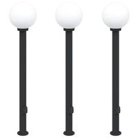 balizas de luz con toma de corriente 3 unidades 120 cm color negro ip44 vidaxl