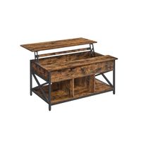 mesa de cafe con tablero elevable marron rustico  negro  60 x 100 x 48-62 cm