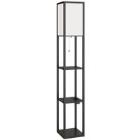 homcom lampara de pie con estantes luz regulable interruptor de pedal y puertos usb negro   aosom espana