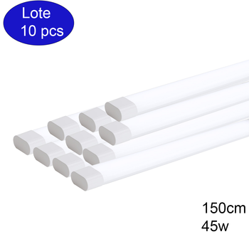 Pack 10 Luminarias Led 150cm 45w 5400lm 6000k Blanco Frío, Regleta Y Pantalla Led, Alta Eficiencia Para Oficina Y Hogar.