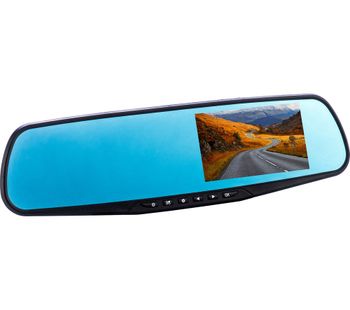 CO-PILOT CPDVR3 Rear View Mirror Dual Dash Cam - Black, Black