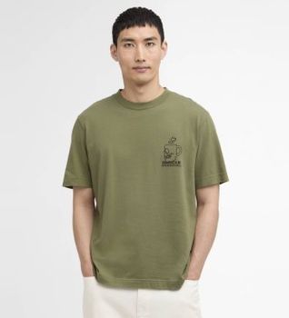 Barbour international para hombre. MTS1587 Camiseta Staithes verde (XL), Casual, Algodón, Manga corta
