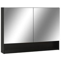 armario de bano  mueble de bano con espejo negro 80x15x60 cm
