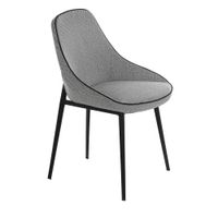 silla comedor tela gris ribetes negros