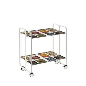 Carrito Auxiliar Plegable Bauhaus Con Ruedas - Armazón Metálico Blanco, 2 Niveles Y 4 Posiciones Ajustables,,22