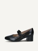 caprice pumps black made of leather with trapeze heel size 41