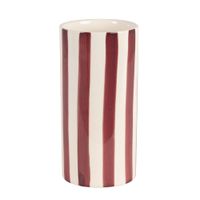 jarron de gres a rayas burdeos y crema alt 21 cm