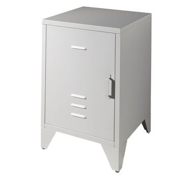 Mesita De Noche Bronxx Con Puerta Metal Gris Mate Vipack