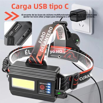 Linterna frontal con Zoom, carga de luz fuerte, diadema superbrillante para piscina de marea, pesca nocturna, batería especial de larga duración