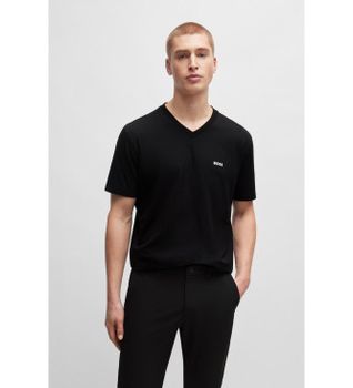 BOSS para hombre. 50506347 Camiseta V negro (S), Casual, Algodón, Manga corta