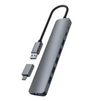hub tnb 7 puertos usb 30 hubusb7alu3 de aluminio con alimentacion y adaptador usb-c
