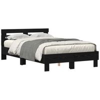 estructura de cama con tiras led roble negro 120 x 190 cm vidaxl