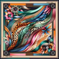 v 1969 bufanda panuelo de seda leo feather para mujer