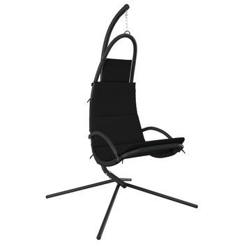 Silla Colgante De Jardín | Silla De Exterior | Sillón Con Cojín Acero Y Tela Oxford Negro