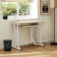 mesa de ordenador despacho de metal mdf homcom 90x50x100 cm - roble