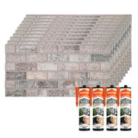 set de 10 paneles ladrillo envejecido  4 botes adhesivo