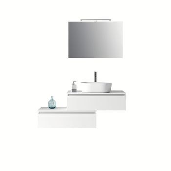Mueble de baño de 5 piezas en melamina blanco mate