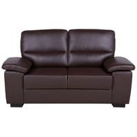 sofa 2 plazas de piel sintetica marron oscuro negro sala de estar vogar