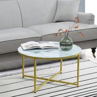 mesa de centro uppvidinge cristalacero 45 x o 80 cm aspecto de marmol blanco encasa