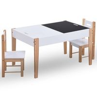 mesa y sillas infantiles 3 uds  juego de muebles de jardin con pizarra negro y blanco