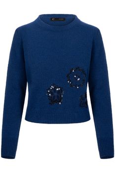jersey de cuello redondo con bordado royal