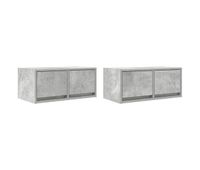 muebles de tv 2uds madera ingenieria gris hormigon 60x31x255cm