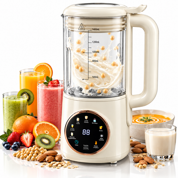 Don Feliz Batidora Licuadora Multifunción 8 en 1 1,4L, Procesador de Alimentos con 12 Cuchillas de Acero Inoxidable, Pantalla LED y Temporizador para Batidos, Smoothies, Zumos, Sopas y Leche Vegetal