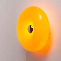 aplique de pared led tipo donut de vidrio naranja o30 cm 12w cct 3000k4000k6000k con cable enchufe e interruptor