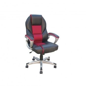 Sillón de oficina cuenca | color negro | forrado de malla y piel negra pvc | estructura de polipropileno lacado en plateado