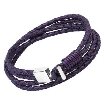 Pulsera púrpura acero inoxidable cierre grabado