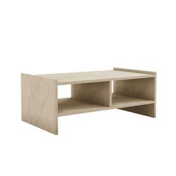 Mesa de centro con 2 nichos abiertos, decoración travertino l90 cm
