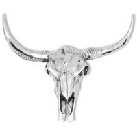 craneo de toro decorativo de pared aluminio plateado vidaxl