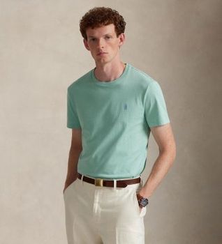 Polo Ralph Lauren para hombre. 710671438507 Camiseta de punto Custom Slim Fit verde (L), Casual, Algodón, Manga corta