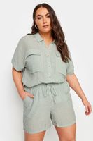 yours pantalones cortos de rayas verdes con lino mujer curvy y tallas grandes yours