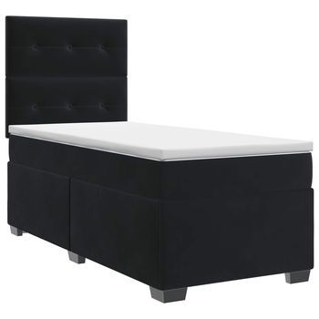 Cama Tapizada 190x90x140,5 Cm Terciopelo - Negro