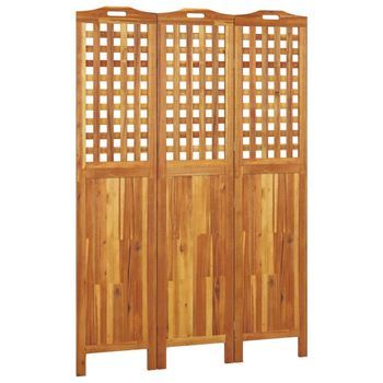 Biombo De 3 Paneles De Madera Maciza De Acacia 121,5x2x180 Cm Vidaxl