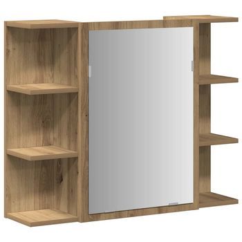 Mueble Con Espejo Baño | Armario De Baño Madera Roble Artisan 80x20,5x64 Cm