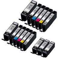 compatible multipack canon pgi-570xlcli-571xl 2 full sets  3 extra black high capacity ink cartridges 15 pack