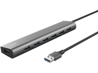 hub - trust halyx 7 puertos en 1 para portatil o macbook 5 gbits gris