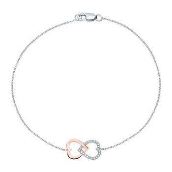 Pulsera corazón de oro blanco 14 quilates con diamantes