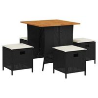set de muebles jardin 5 uds  conjunto de comedor  conjunto de descanso con cojines ratan sintetico negro