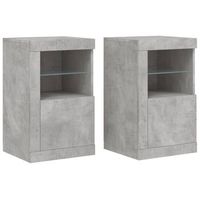 juego de 2 mesitas de noche - mesilla luces led madera ingenieria gris hormigon mc5153